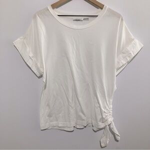 Calvin Klein White Short Sleeve Top with Side Tie Size Large